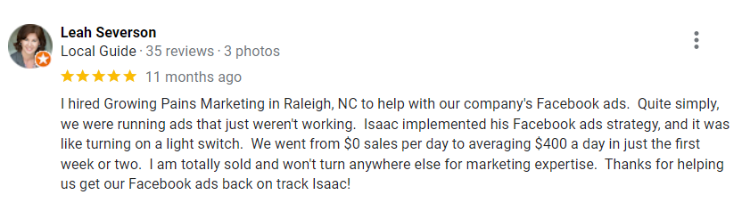 Raleigh Facebook ads Review